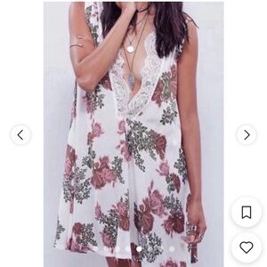 Free People Pink and Babydoll Dress/Tunic with Plunge Neckline